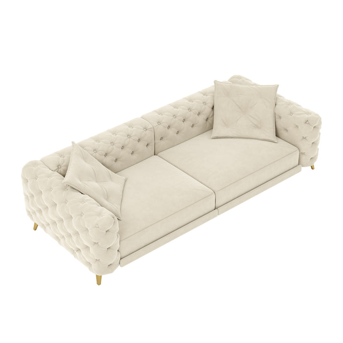 3 In 1 Convertible Sleeper, Deep Seat Pull Out Sofa Bed, Button Tufted