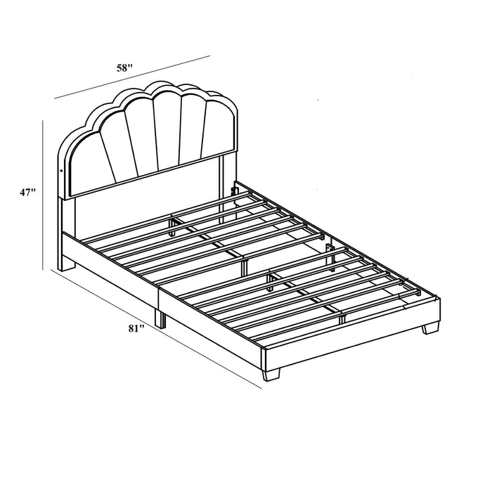 Bed With Floral Design Headboard And Built In LED Lighting Home Essentials