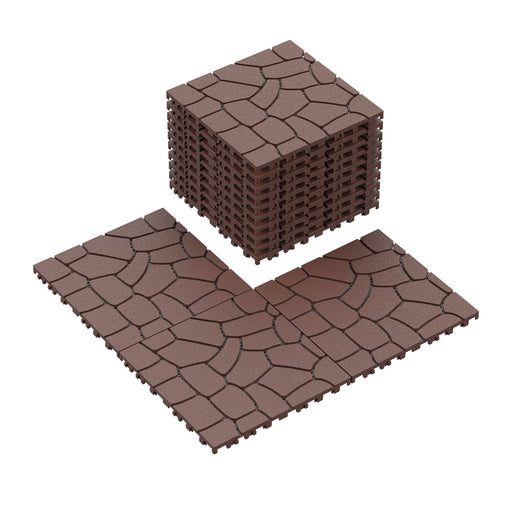 Stone Texture Interlocking Patio Deck Tiles, 44 Pieces Daily Nest