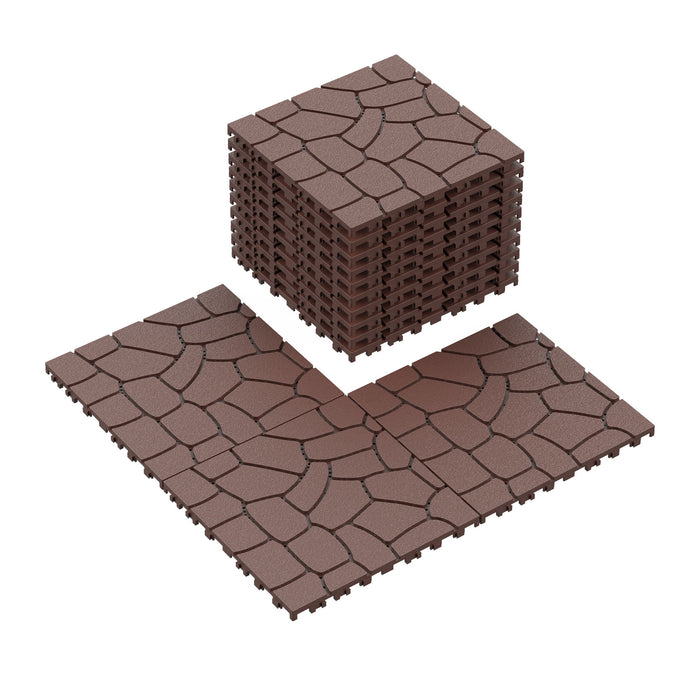 Stone Texture Interlocking Patio Deck Tiles, 44 Pieces Daily Nest