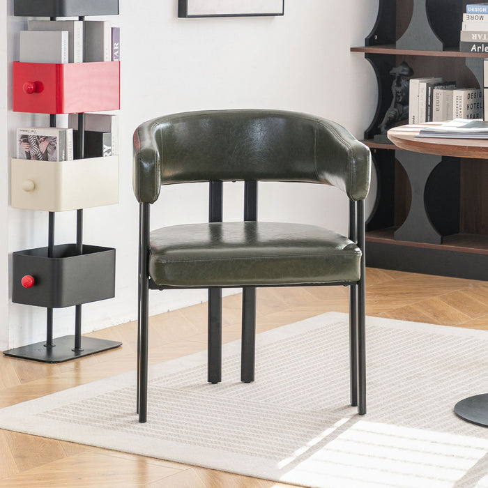Modern Dining Upholstered Barrel Chair With Curved Back And Armrests Home Essentials