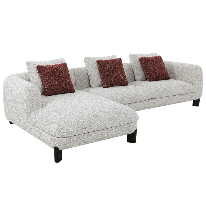 Mardi - Sectional Sofa With 6 Pillows - Maroon & Beige Tweed ACME