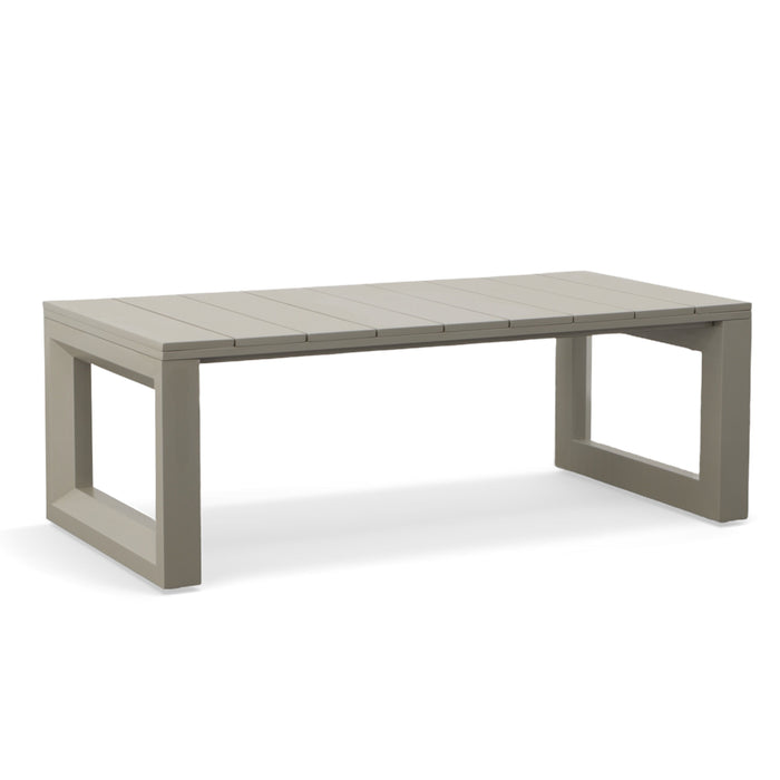 Outdoor Showcase: Contemporary Cocktail Table - Neutral Style, Beveled End Panels, Geometric Pattern - RusT-Resistant, Scratch & Weather - Resistant Aluminum Fram