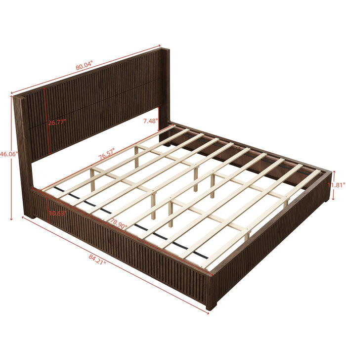 Platform Bed Frame With Headboard, Floor Standing Design Home Essentials