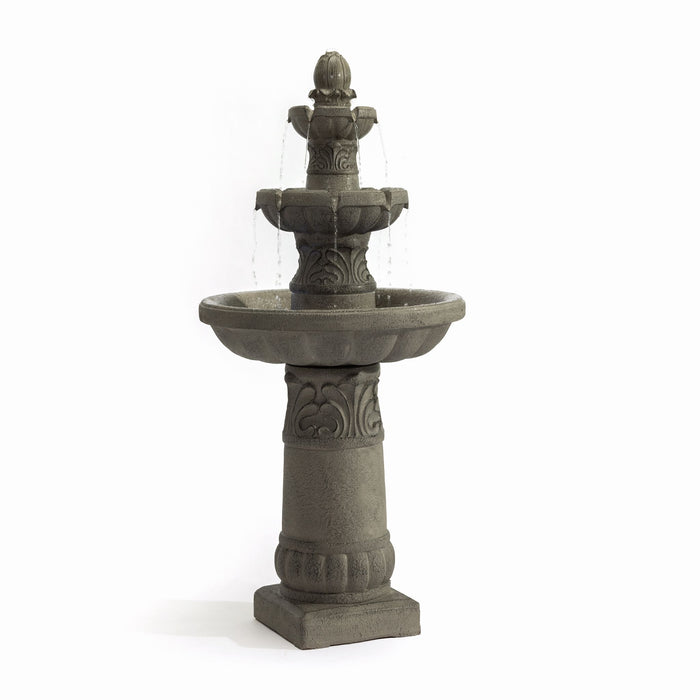 3 Tier Outdoor Garden Fountain With LED Lights - Gray Patioseek