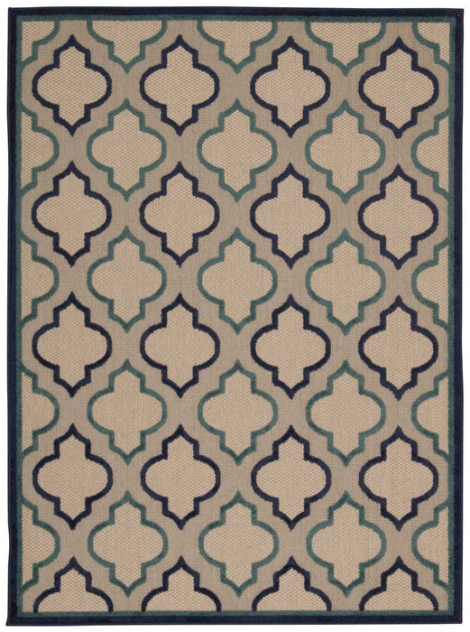 5' X 8' Indoor / Outdoor Area Rug - Blue / Ivory