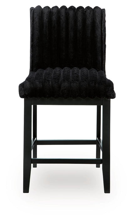 Mervannie - Upholstered Barstool (Set of 2) - Black Signature Design by Ashley®