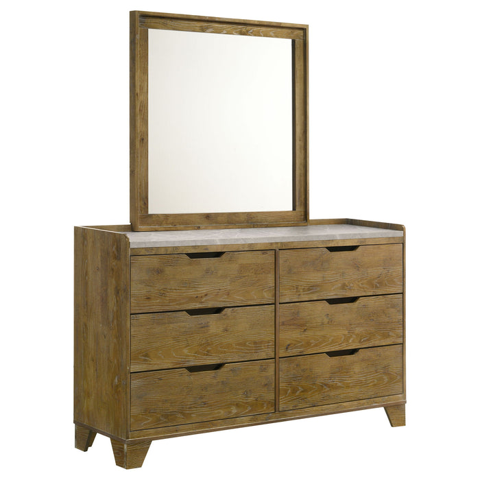 Packard - 6 Drawer Dresser With Mirror - Oak Furniture Max