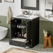 Bathroom Vanity With Ceramic Sink Combo, Modern Freestanding Storage Cabinet With Silver Handles Hearth and Haven