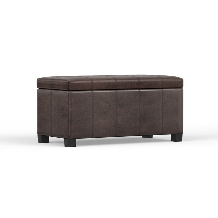 Dover - Storage Ottoman Bench - Distressed Brown Simpli-Home