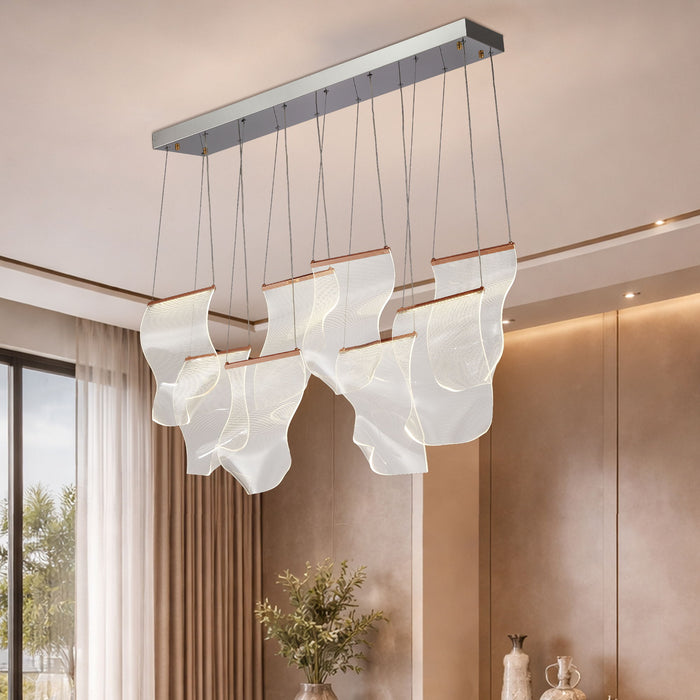 Michael Amini Lighting - Sheer Waves 8-Light Modern LED Chandelier - Rose Gold Michael Amini