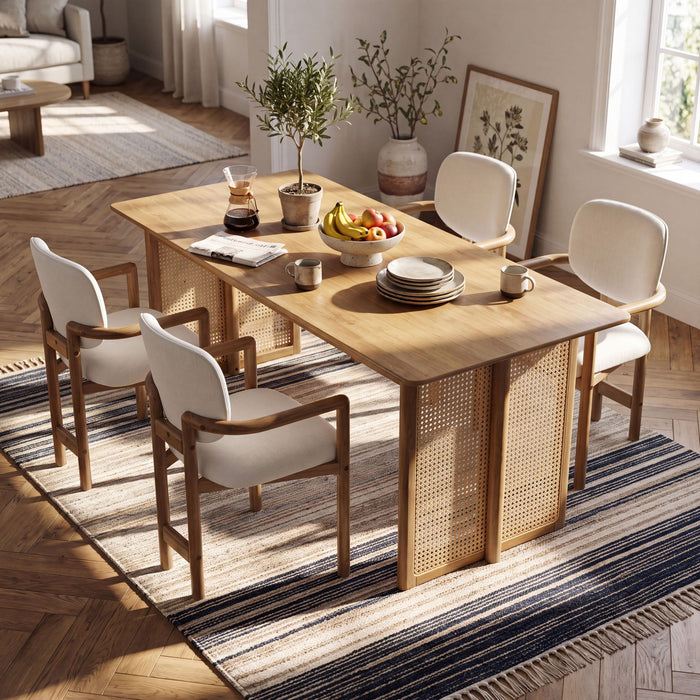 5 Piece Indoor Dining Set, Table & 4 Chairs Noble House