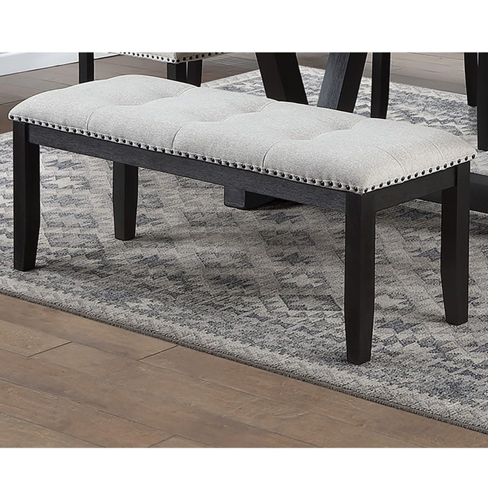 Upholstered Dining Bench With Tufted Seat And Nailhead Trim - Antique Black Home Essentials