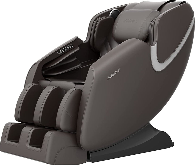 Bosscare - Massage Chair Recliner With Zero Gravity, Full Body Airbag Massage Chair With Bluetooth Speaker, Foot Roller Brown - Brown Daily Nest