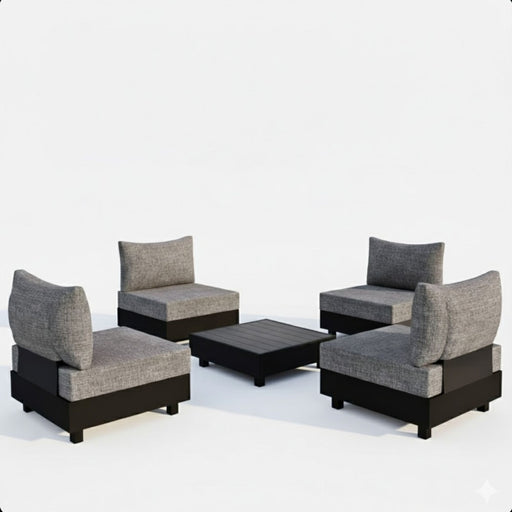 Patio Sectional Set With Modular Armless Chairs And Coffee Table - Gray Home Essentials