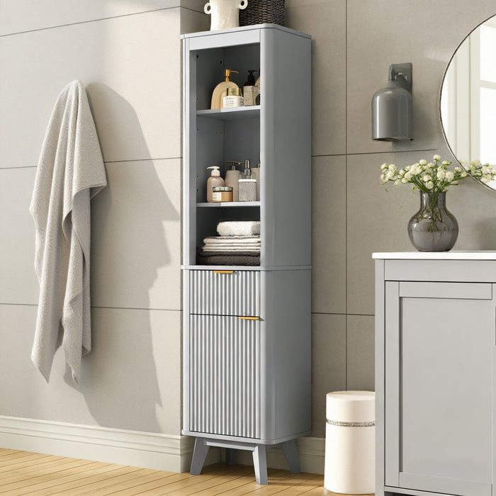 Tall Bathroom Storage Cabinet With Adjustable Shelves And 1 Drawer & Door Noble House
