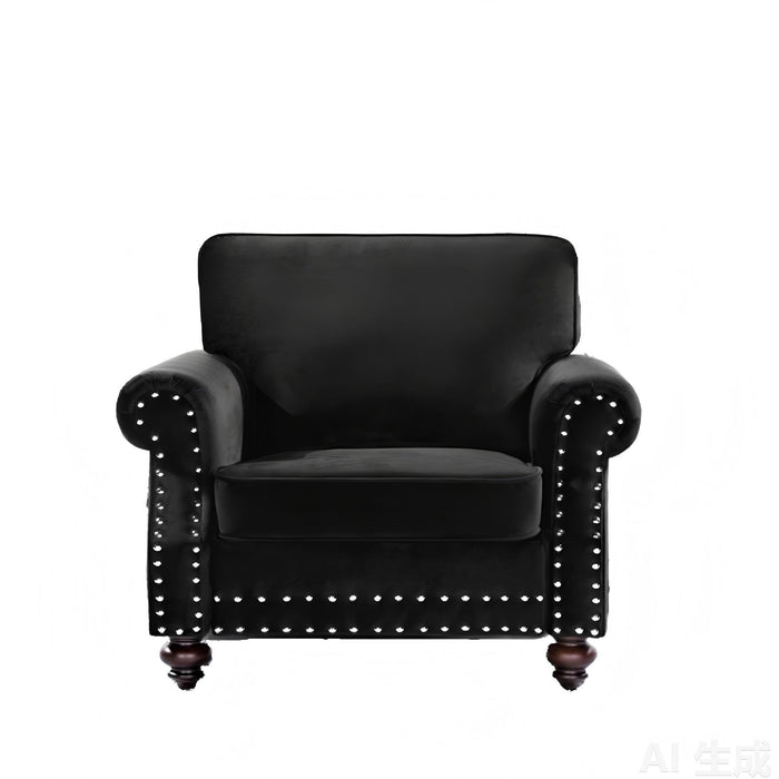 Upholstered Accent Armchair With Turned Legs For Living Room US Pride