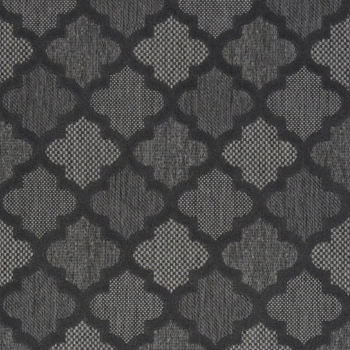 5' X 7' Ikat Indoor / Outdoor Area Rug - Charcoal Black