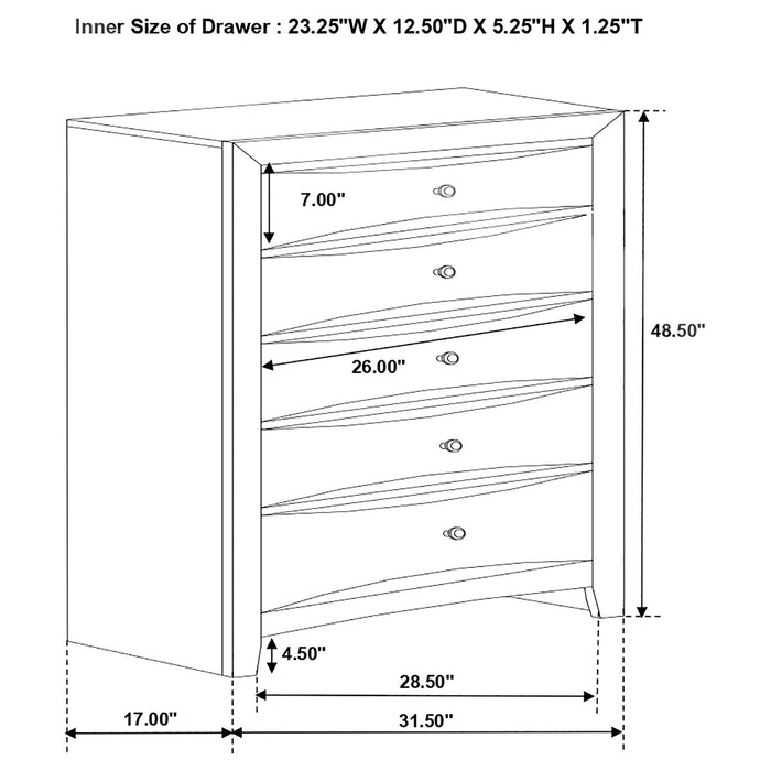 Palamino - 5 Drawer Bedroom Chest - Black Furniture Max