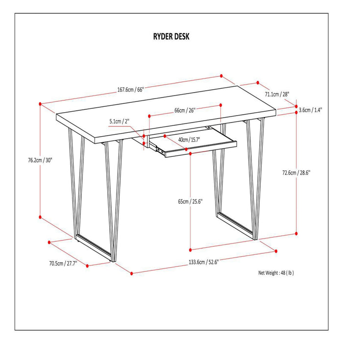 Ryder - Desk - Natural Aged Brown Simpli-Home