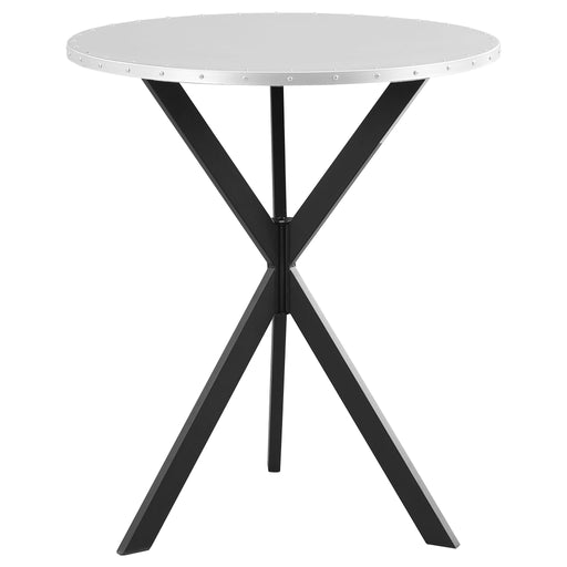 Fitz - Round Bistro Bar Table With X Base - Silver Furniture Max
