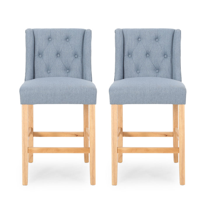 Vienna - Contemporary Fabric Tufted & Wingback Counter Stools (Set of 2)