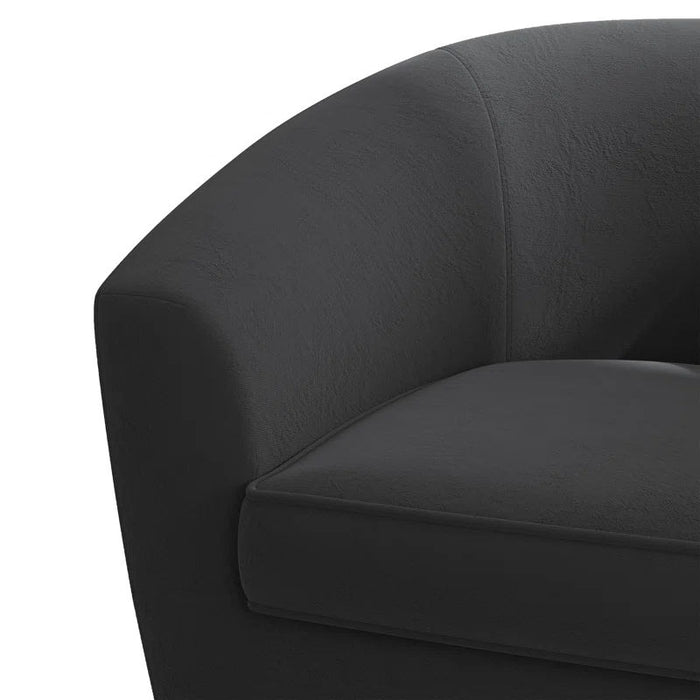 Upholstered Swivel Barrel Chair With Ottoman - Black