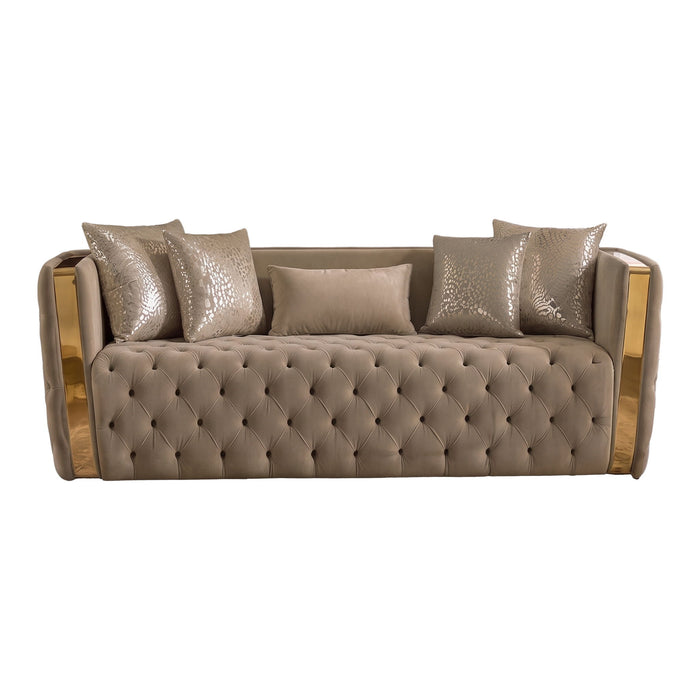 Naomi - Button Tufted Sofa - Taupe Matrix Furniture Group