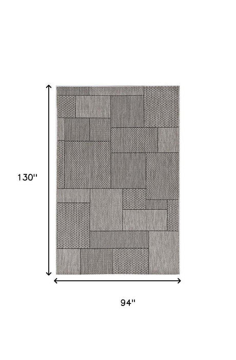 8' X 11' Machine Woven UV Treated Geometric Indoor / Outdoor Area Rug - Gray