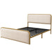 Queen Size Bed Frame With Curved Upholstered Headboard And Footboard - Beige / Gold Hearth and Haven