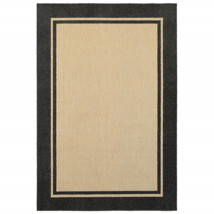 2' X 3' Stain Resistant Outdoor / Indoor Area Rug - Beige / Black