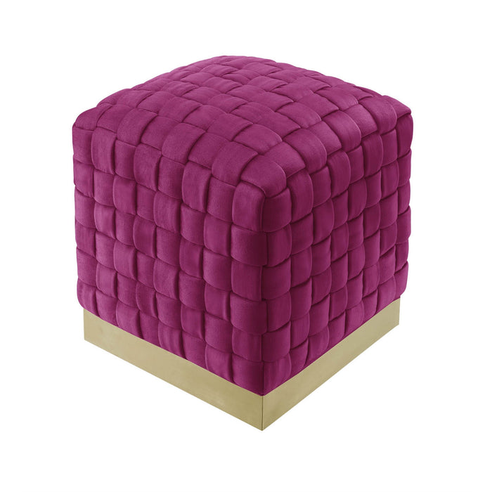 Velvet Ottoman - Fuchsia / Gold