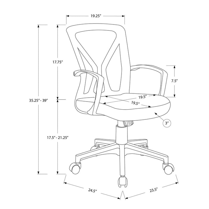 Office Chair With Adjustable Height, Swivel - Black 8th Street