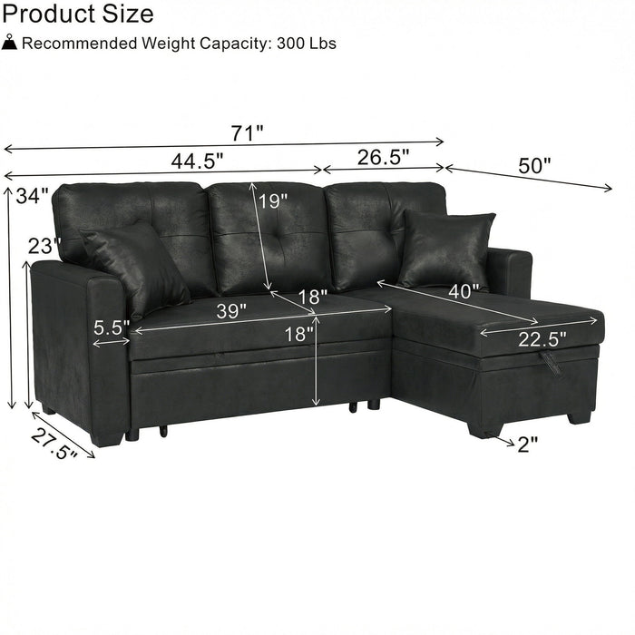 Sectional Sofa With Pull Out Bed, Reversible Chaise Home Essentials
