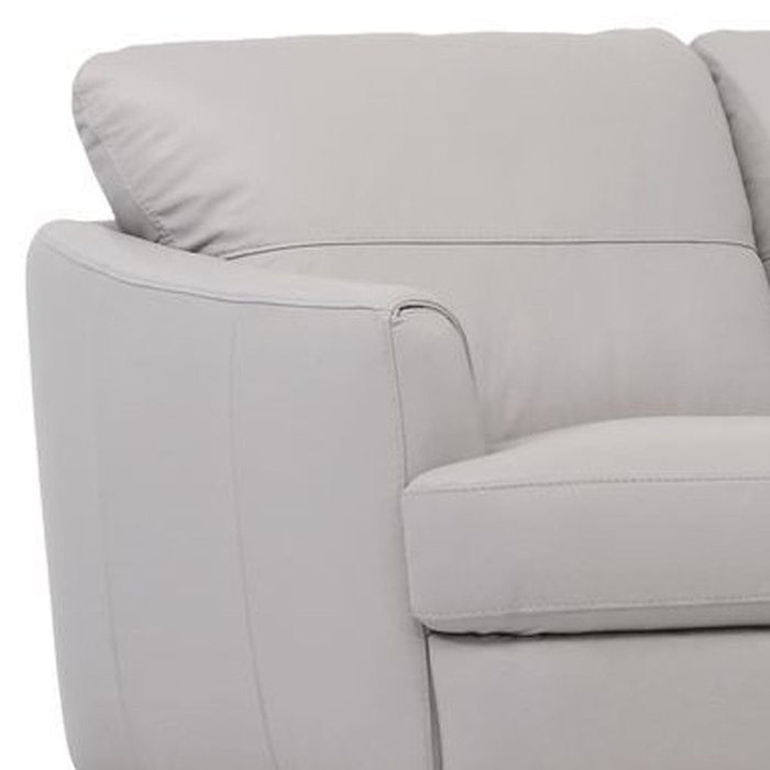 Sofa 83" - Pearl Gray Leather And Black