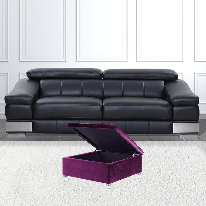 Velvet Tufted Storage - Purple / Clear