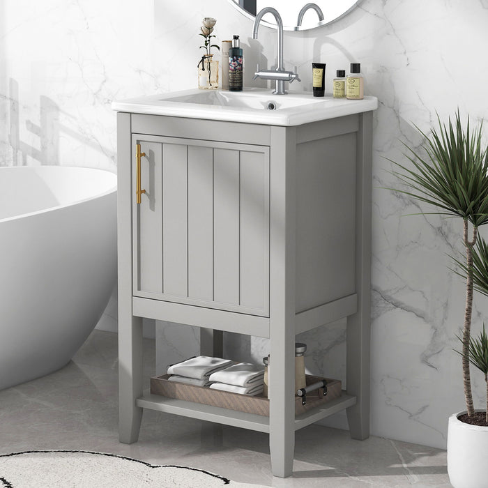 Modern Bathroom Vanity With Sink, Soft-Closing Door And Open Shelf Hearth and Haven