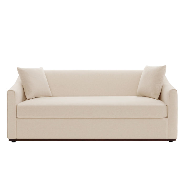 3 Seater Sofa With Wrap Around Armrests And Throw Pillows, For Living Room - Oatmeal Noble House