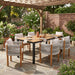 7 Piece Outdoor Dining Set With Table And 6 Chairs - Beige / Teak / White Noble House
