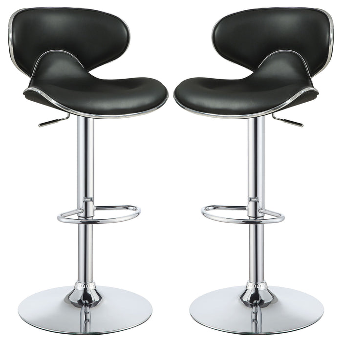 Bar Stool With Curved Design, Height Adjustable & Swivel Base (Set of 2) - Black Furniture Max