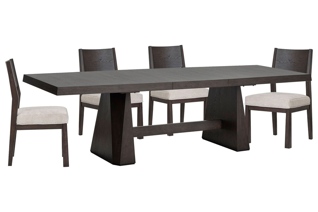 Tauren - 5 Piece Extendable Double Pedestal Dining Table Set Magnussen Furniture