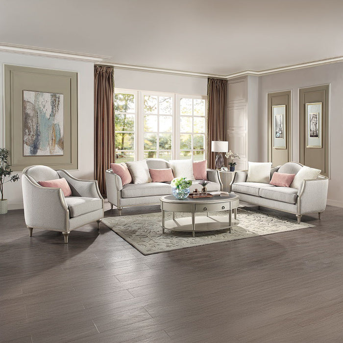 Kasa - Sofa With 5 Pillows - Beige Linen & Champagne ACME