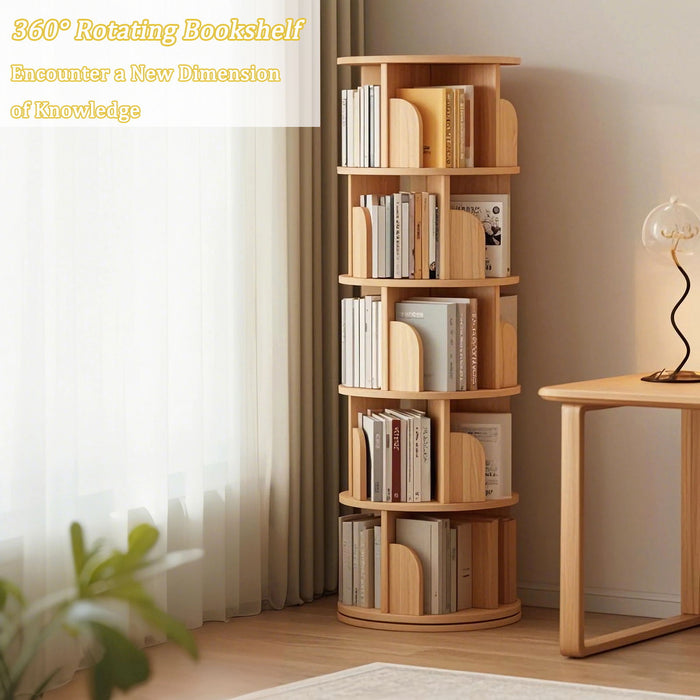 5 Tier Rotating Bookshelf, Spinning Design Home Essentials