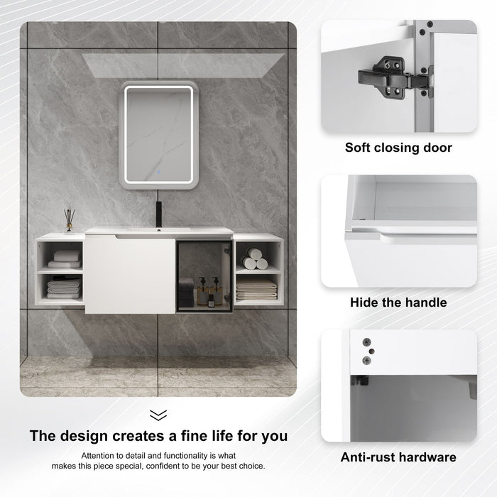 Wall Mounted Bathroom Vanity With Sink, Cabinet & Half Door Home Essentials
