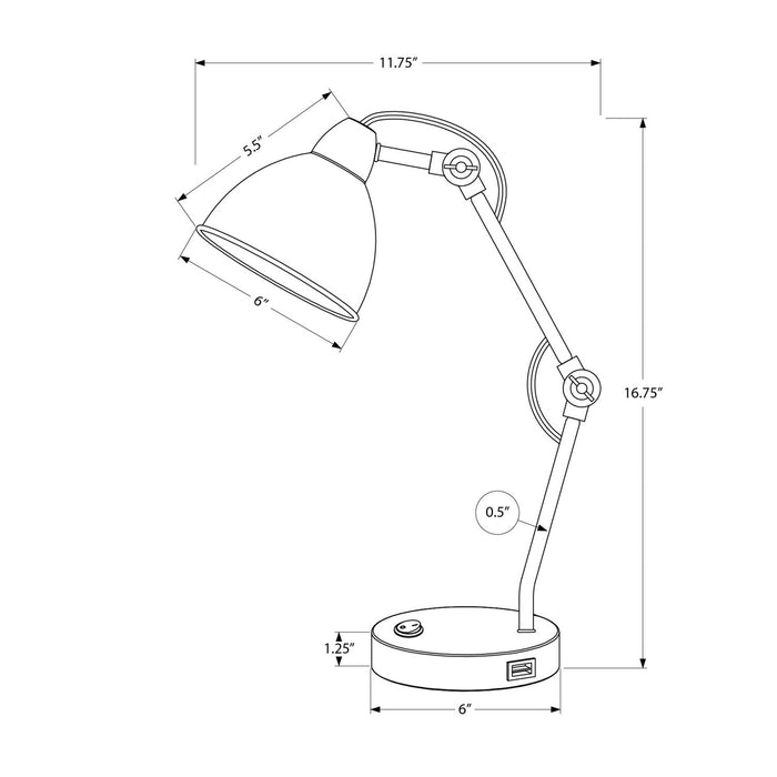 Lighting, Table Lamp, USB Port Included, Nickel Metal, Nickel Shade, Modern - Silver 8th Street