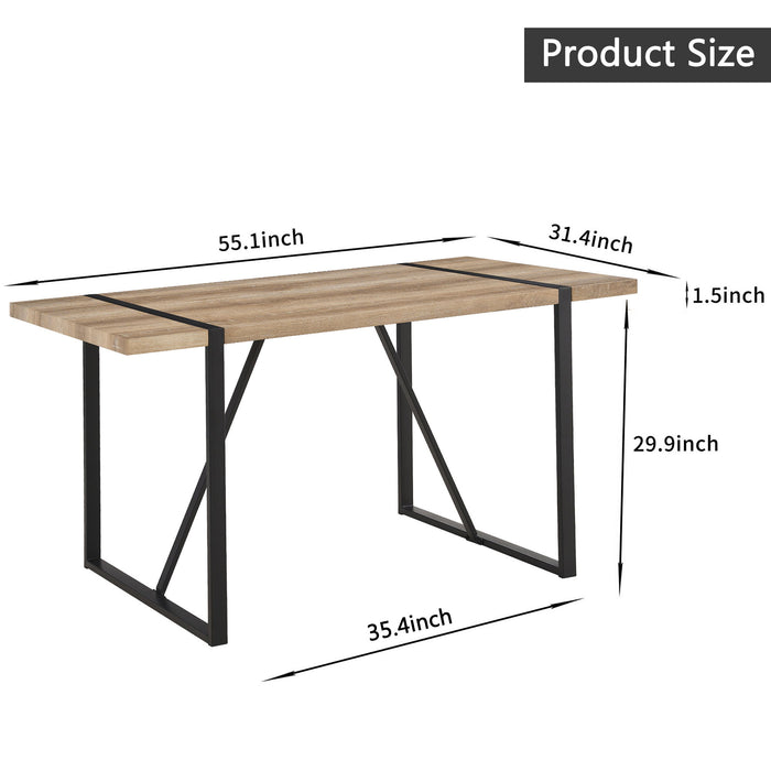 Modern Dining Table With Black Metal Legs For 4 - 6 Person