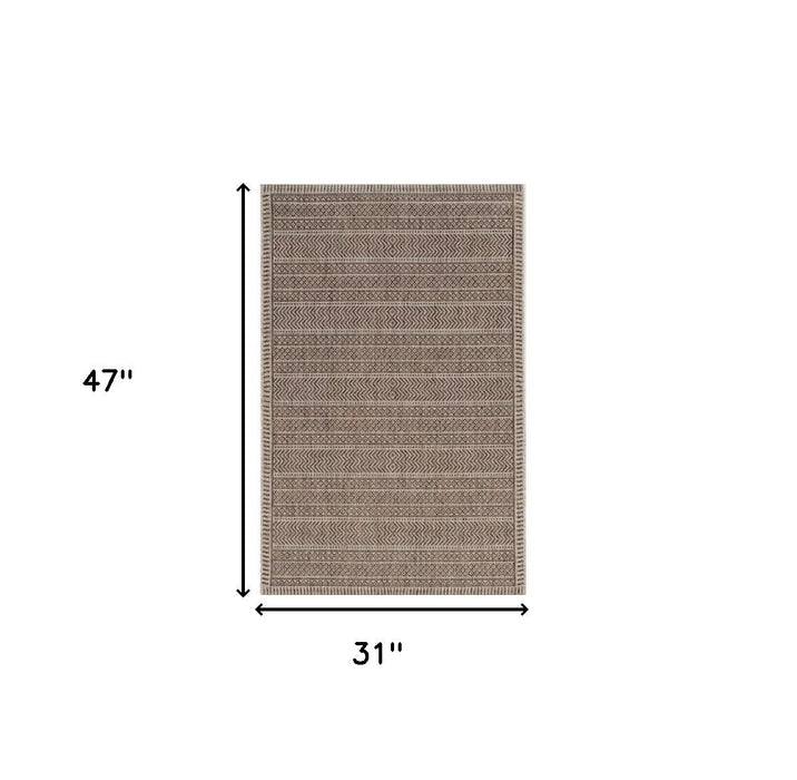 3' X 4' Geometric Indoor / Outdoor Area Rug - Brown