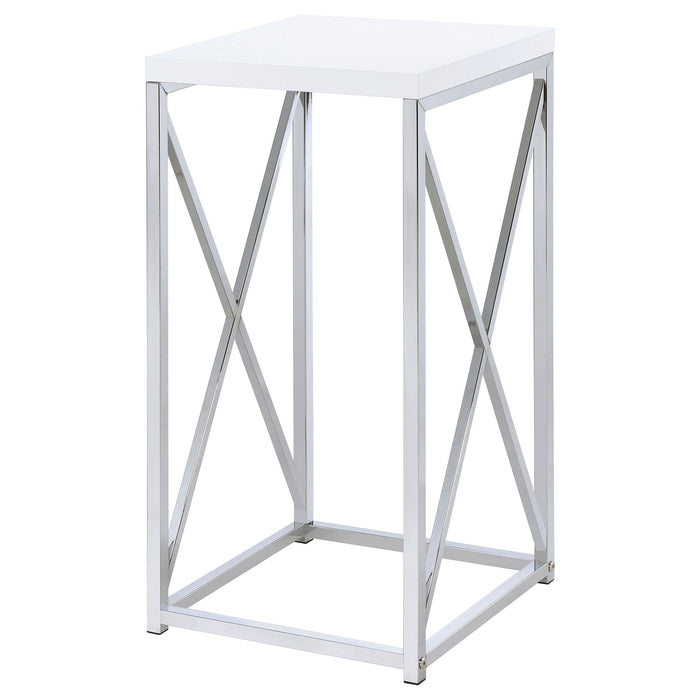 Accent Table With Accents - Glossy White Furniture Max