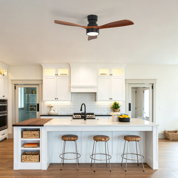 48" Ceiling Fan With Light, Dual Mount (Flush / Downrod), Dimmable LED, Quiet DC Motor, 3 Blades Daily Nest