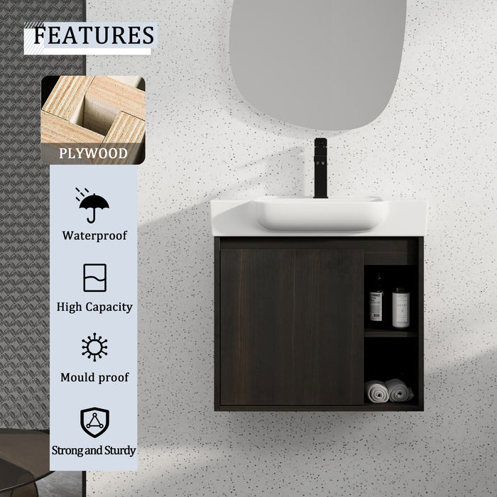 Wall Mounted Bathroom Vanity With Sink, Soft Close Door Home Essentials